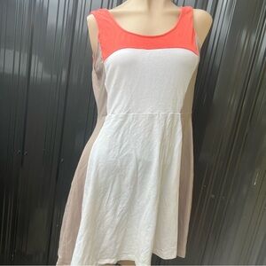 Express Sleeveless Dress - Coral, White, Tan